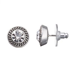 Napier Textured Halo Round Stud Earrings Clear CZ